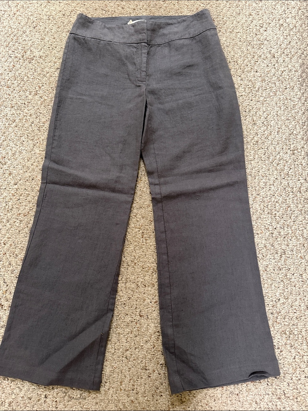 Eileen Fisher Charcoal Wide-Leg Linen Pants